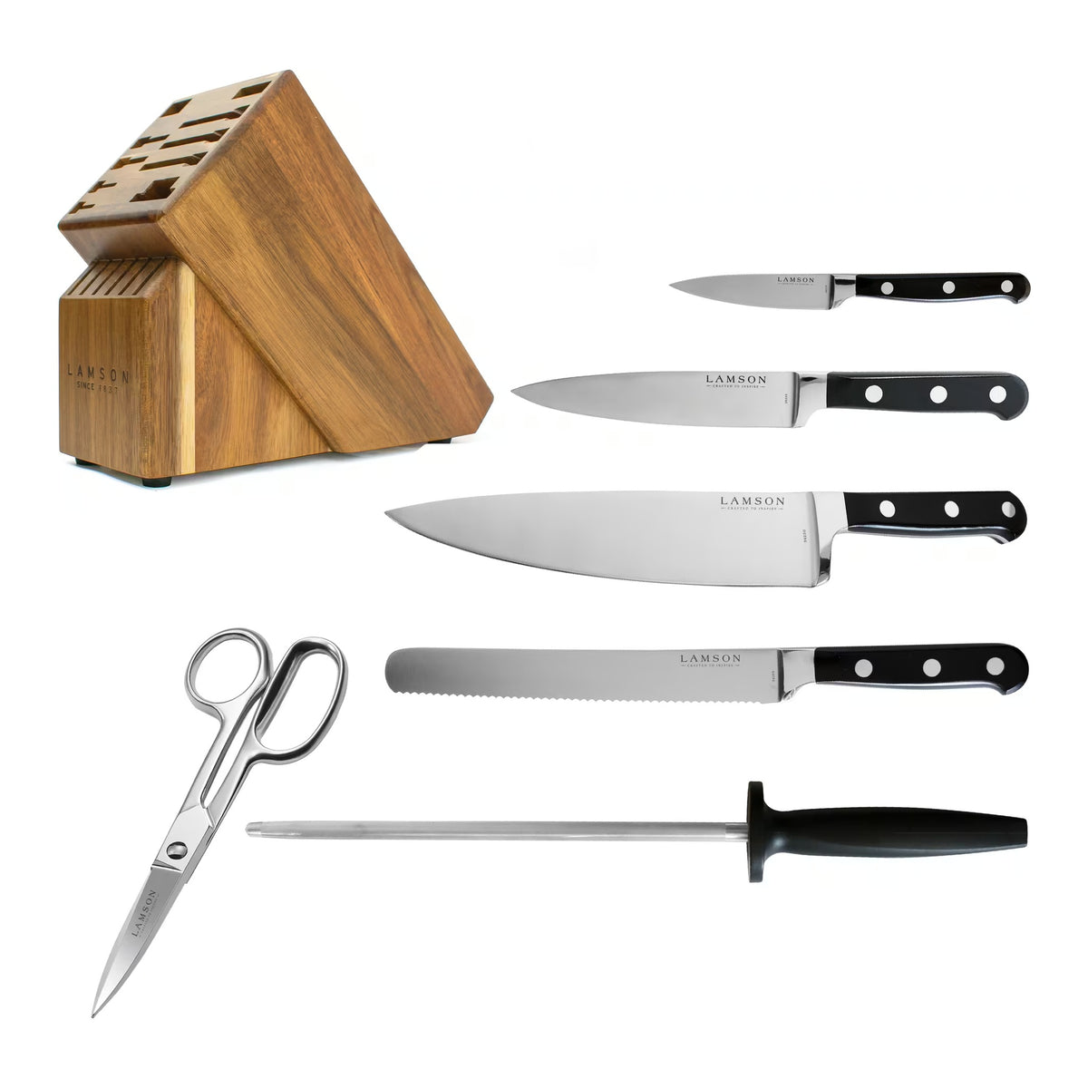Lamson Premier Forged 7-Piece Knife Block Set - Midnight, Acacia