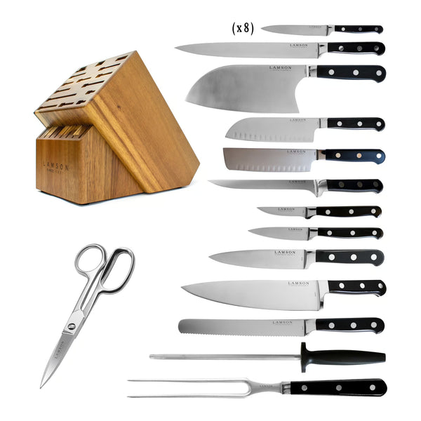 Lamson Premier Forged 22-Piece Knife Block Set - Midnight, Acacia, Serrated Edge