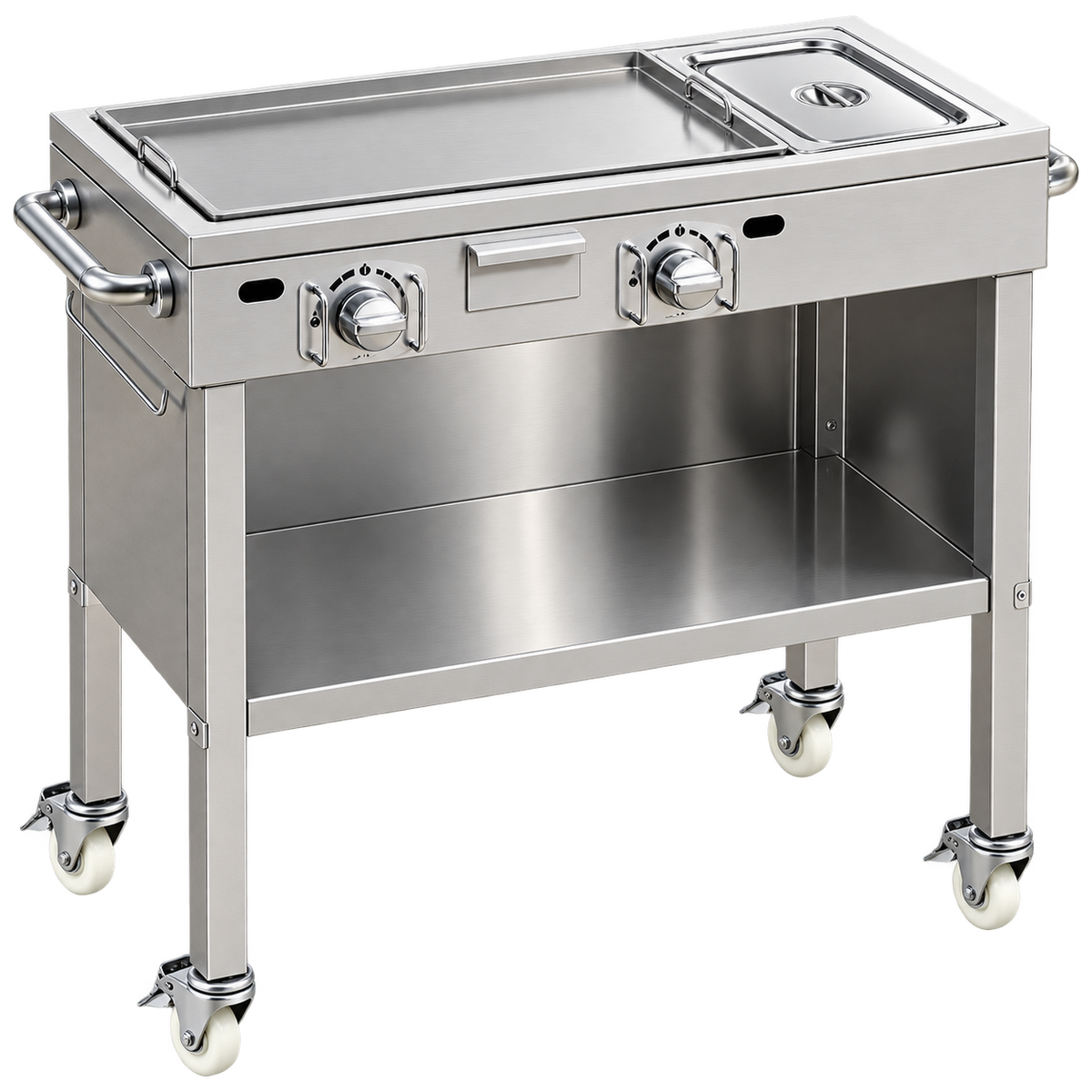 2-Burner Stainless Steel Propane Griddle Cart – 23,200 BTU