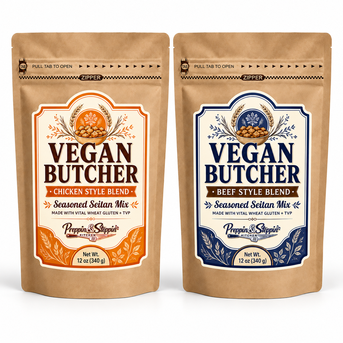 Vegan Seitan Mix Bundle – Chicken + Beef Style, 24 oz